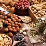 A photo of different types of nuts.